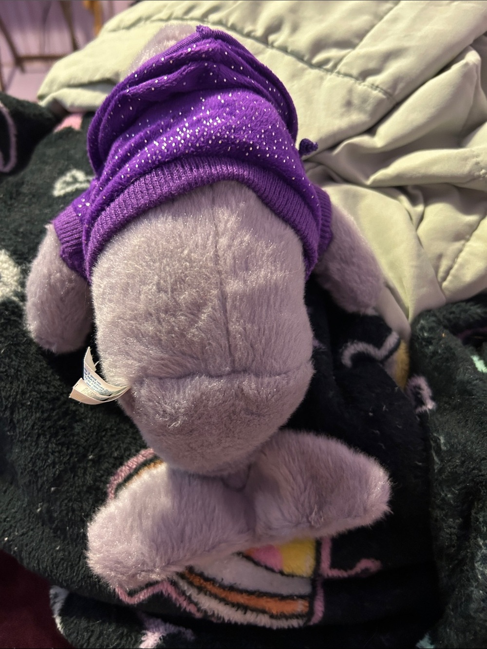 SeaWorld Purple Hoodie Dolphin Plush Stuffed Animal - Picture 9 of 13